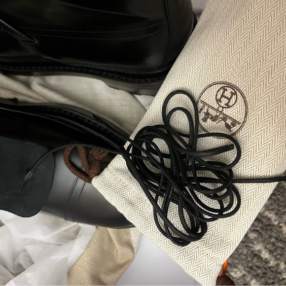 Hermes Funk Black Leather Kelly Ankle Boot Size Eu38 US7.5 - Picture 5 of 5